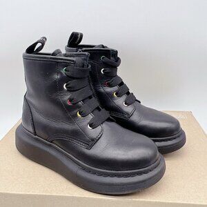 ALEXANDER MCQUEEN Hybrid Lace-up Boots BLACK/ Multi Leather Kids EU 30/ US12
